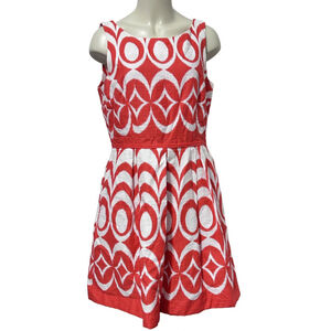 Just Taylor Fit & Flare Geometric Dress Red White Sleeveless Size 14